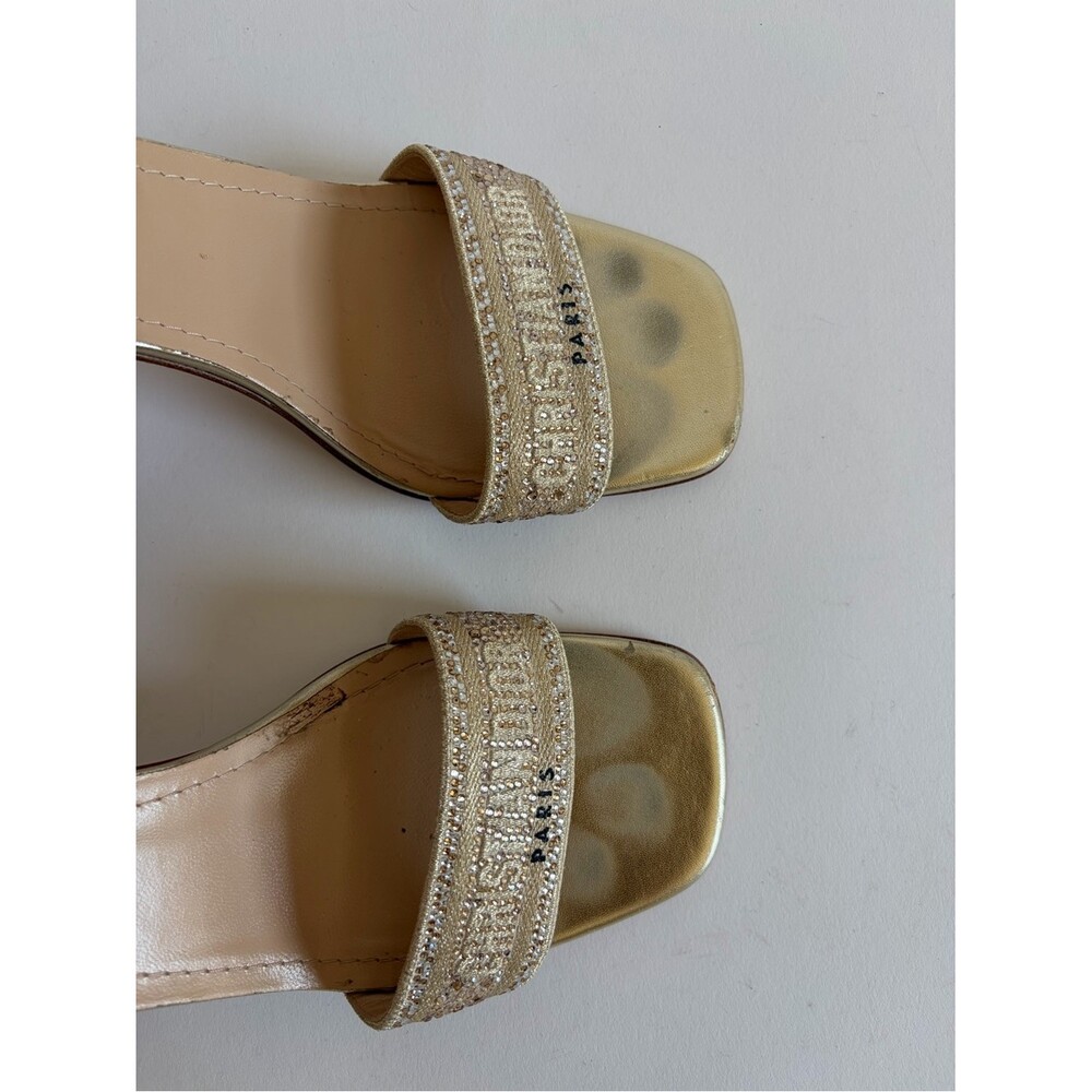 Christian Dior Dway Gold Crystals Sandal Heels - Picture 9 of 13